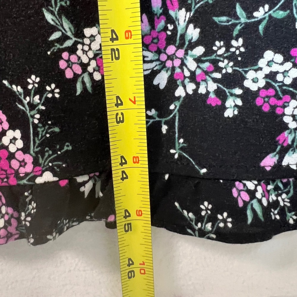 Eileen West Black Floral Nightgown Daydress 2X Short Sleeve Lace Trim Cotton - Picture 8 of 9
